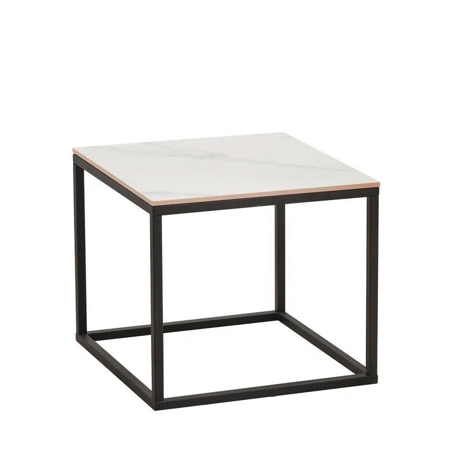 COUCHTISCH quadratisch Weiß  - Schwarz/Weiß, MODERN, Stein/Metall (50/44/50cm) - MID.YOU