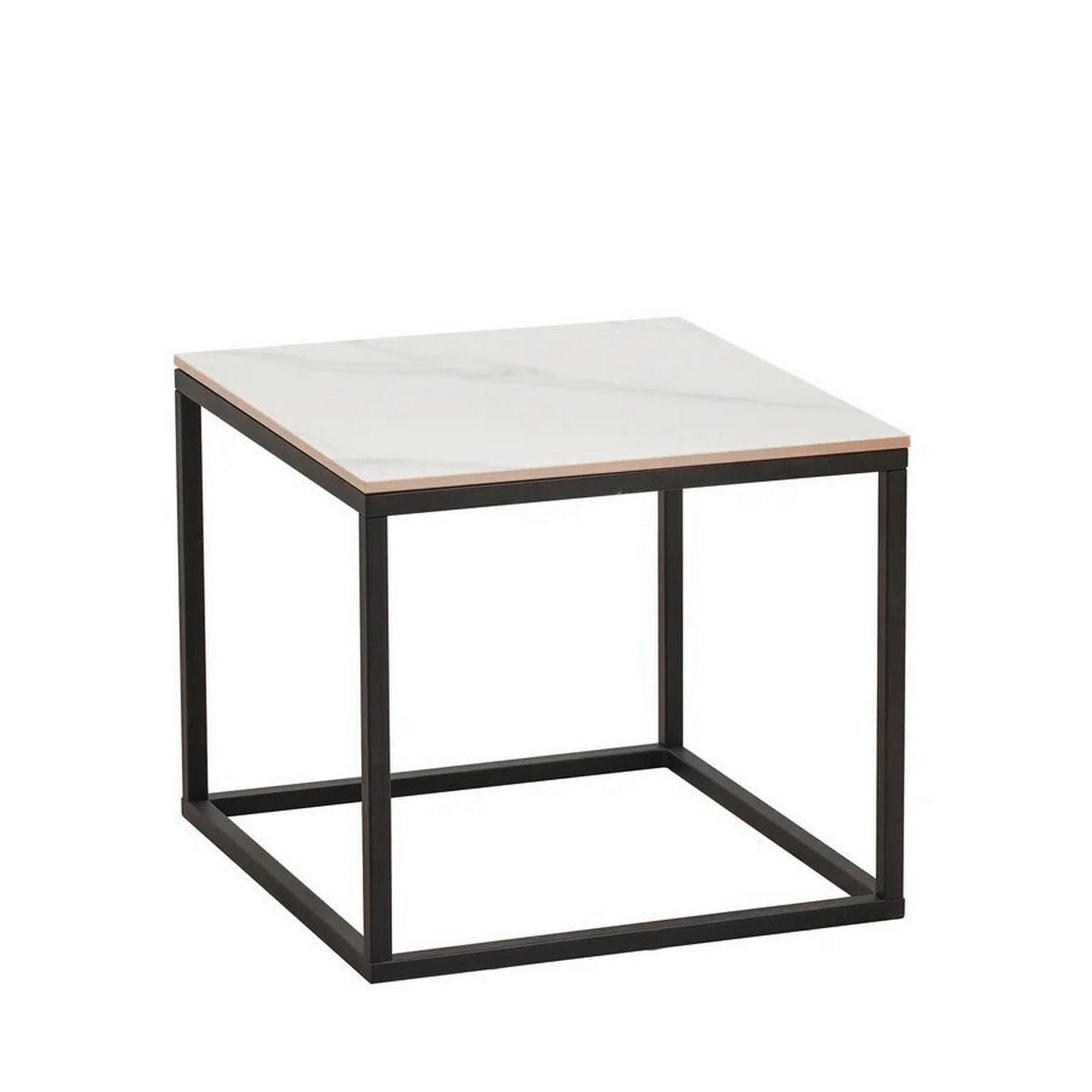 KONFERENČNÝ STOLÍK, biela, kameň, 50/44/50 cm - čierna/biela, Modern, kov/kameň (50/44/50cm) - MID.YOU