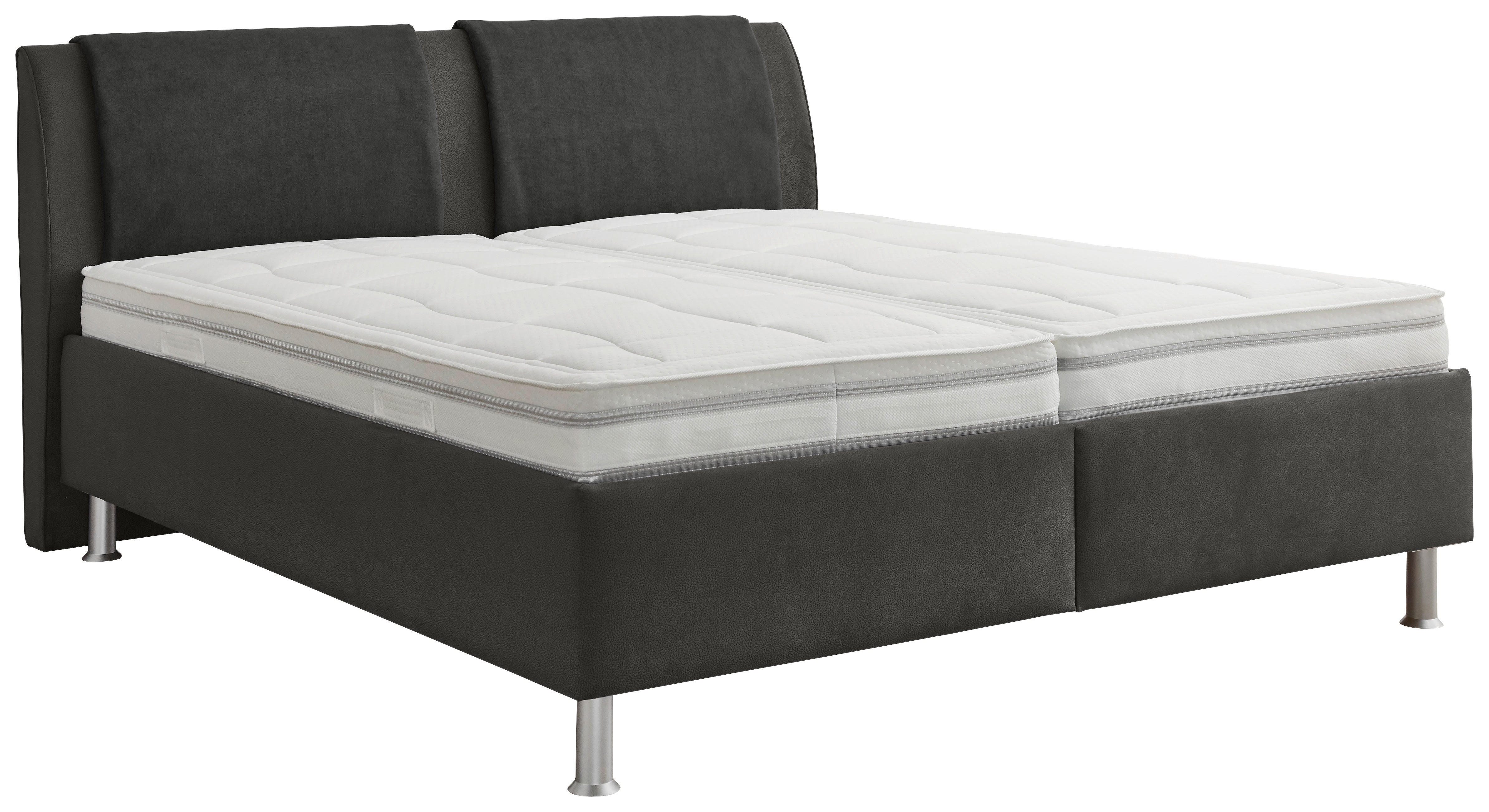 POLSTERBETT 180/200 cm  in Grau, Schwarz  - Weiss/Alufarben, Konventionell, Holz/Holzwerkstoff (180/200cm) - Beldomo - Sleep