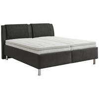POLSTERBETT 160/200 cm  in Grau, Schwarz  - Weiss/Alufarben, Konventionell, Holz/Holzwerkstoff (160/200cm) - Beldomo - Sleep