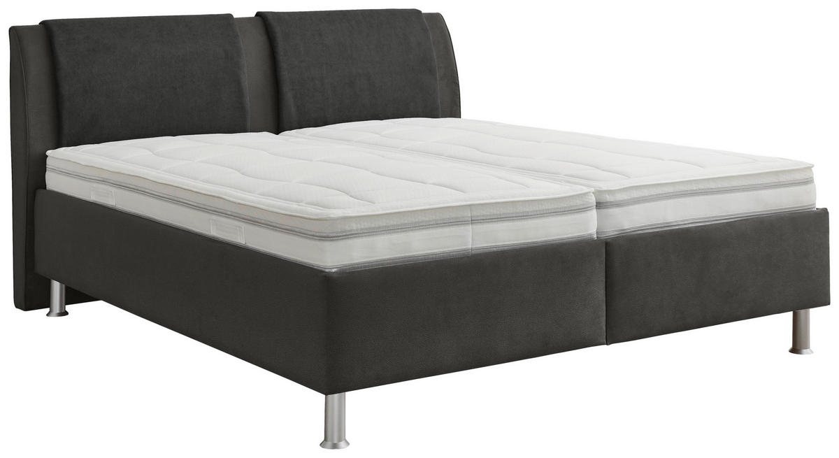 POLSTERBETT 160/200 cm  in Grau, Schwarz  - Weiss/Alufarben, Konventionell, Holz/Holzwerkstoff (160/200cm) - Beldomo - Sleep