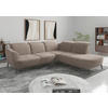 ECKSOFA ZOE E Cappuccino Chenille  - Schwarz/Cappuccino, KONVENTIONELL, Textil/Metall (300/267cm) - Sit & More