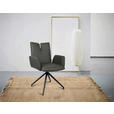 ARMLEHNSTUHL  Sitzfläche 360° drehbar, automatische Rückholfunktion  Echtleder  - Anthrazit/Schwarz, Design, Leder/Holz (62/87/63cm) - Valnatura