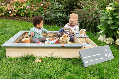 SANDKASTEN  HIGHWAY HERO Grau, Naturfarben  - Naturfarben/Grau, Basics, Holz (135/125/20cm) - MUDDY BUDDY