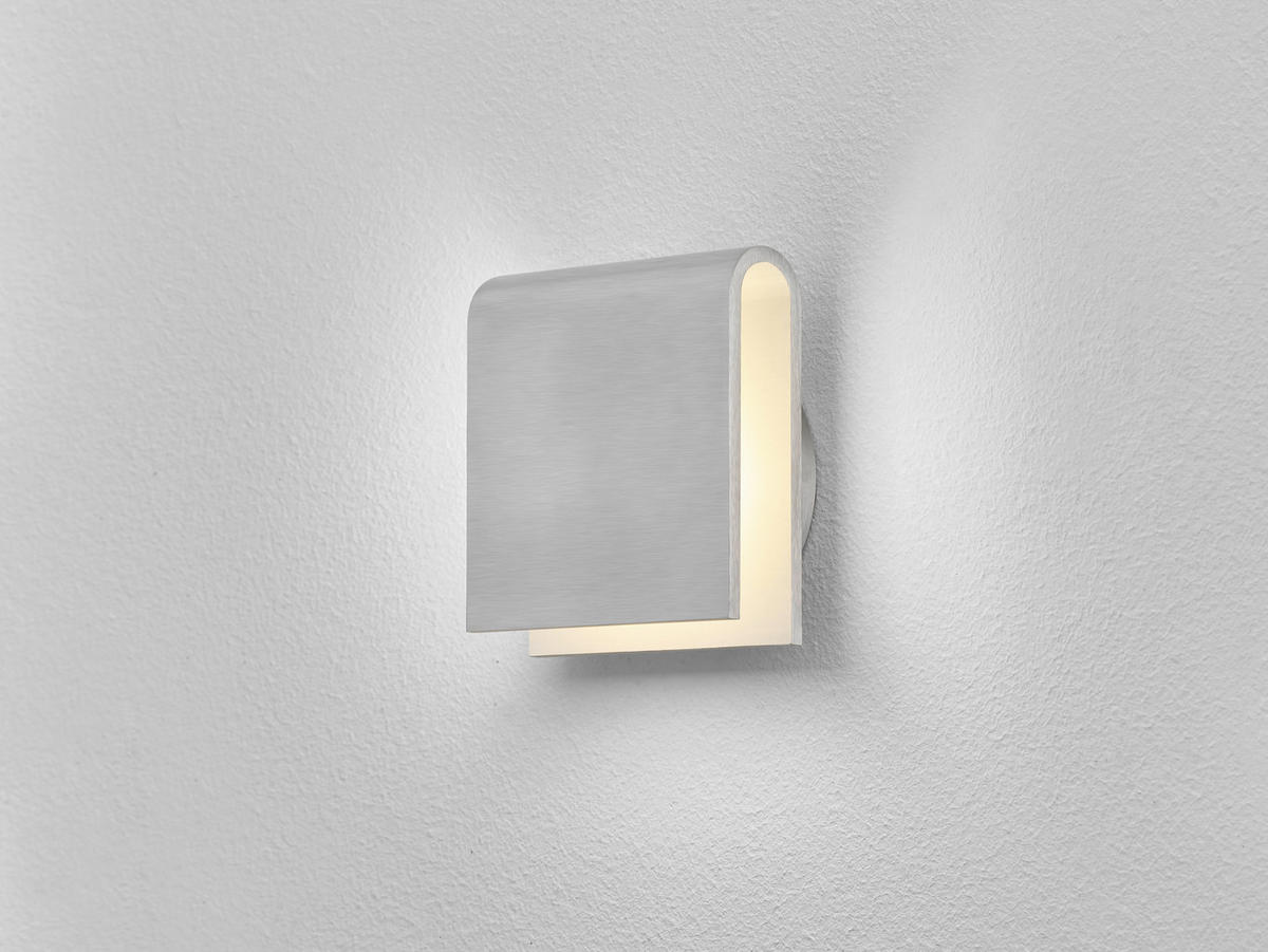LED-WANDLEUCHTE Cano 9,5/8,5/3,5 cm  - Alufarben, Design, Metall (9,5/8,5/3,5cm) - Helestra