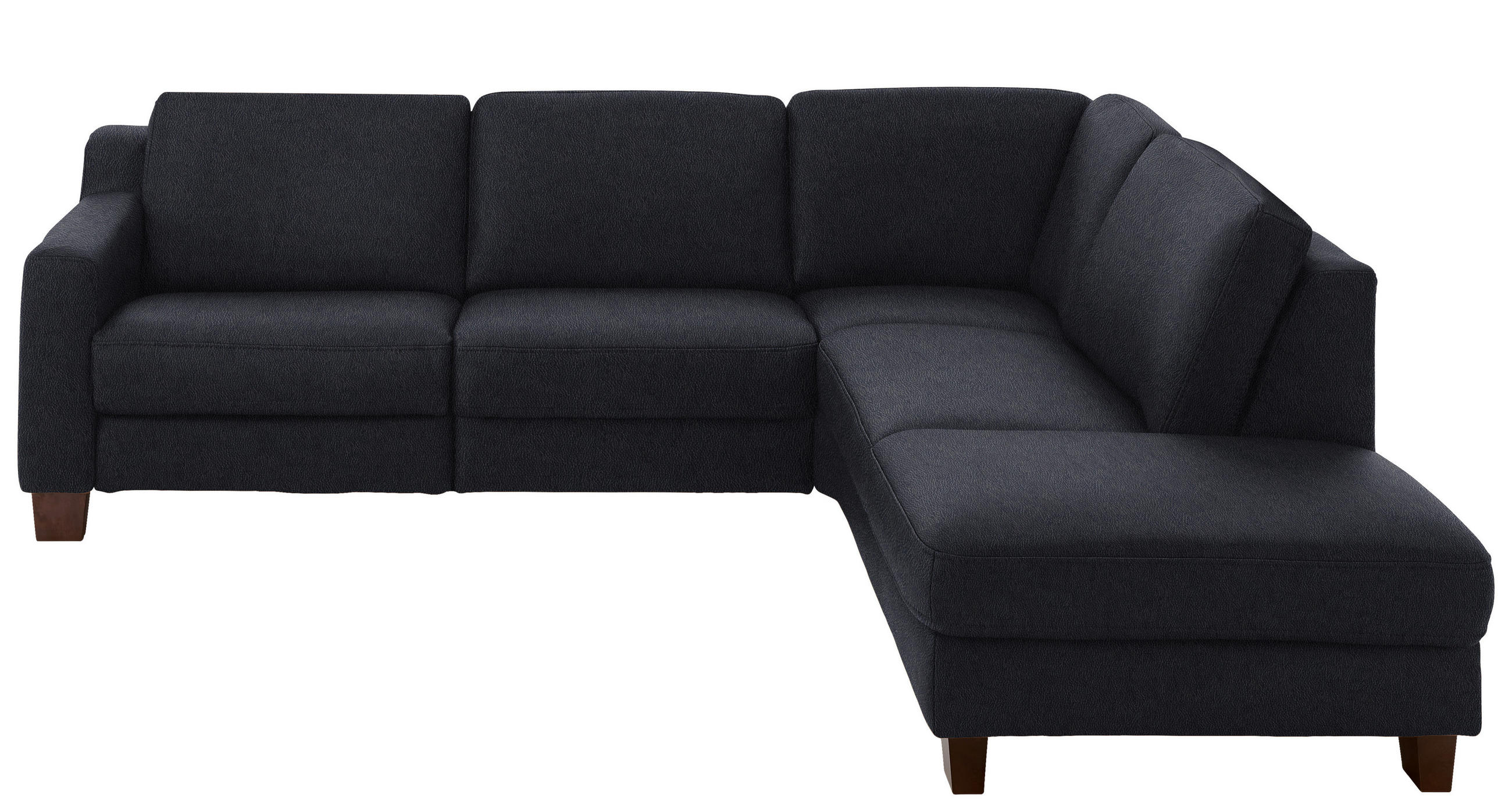 ECKSOFA in Echtleder Schwarz  - Eichefarben/Schwarz, Design, Leder/Holz (259/235cm) - Valdera