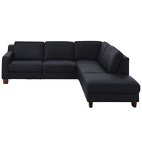 ECKSOFA in Echtleder Schwarz  259/235 cm  - Eichefarben/Schwarz, Design, Leder/Holz (259/235cm) - Valdera