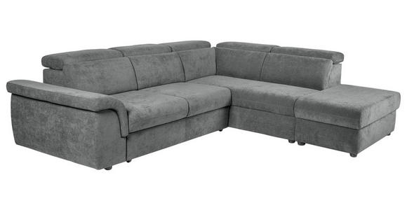 ECKSOFA Dunkelgrau Flachgewebe - Dunkelgrau/Schwarz, KONVENTIONELL, Kunststoff/Textil (280/235cm) - Carryhome