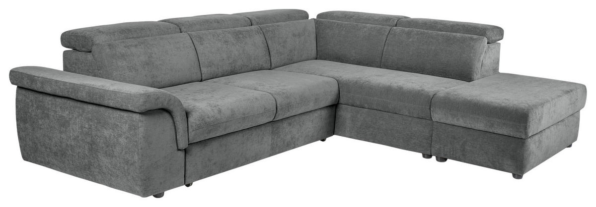 ECKSOFA Dunkelgrau Flachgewebe  - Dunkelgrau/Schwarz, KONVENTIONELL, Kunststoff/Textil (280/235cm) - Carryhome