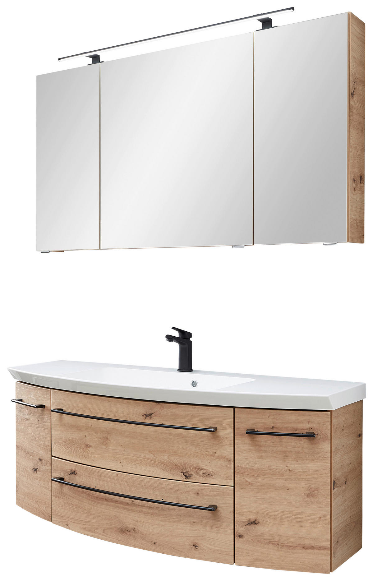 MOBILIER BAIE - culoare lemn stejar, Konventionell, sticlă/piatră (141cm) - Sadena