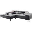 ECKSOFA in Flachgewebe Grau  178/280 cm  - Grau, Design, Textil/Metall (178/280cm) - Hom`in