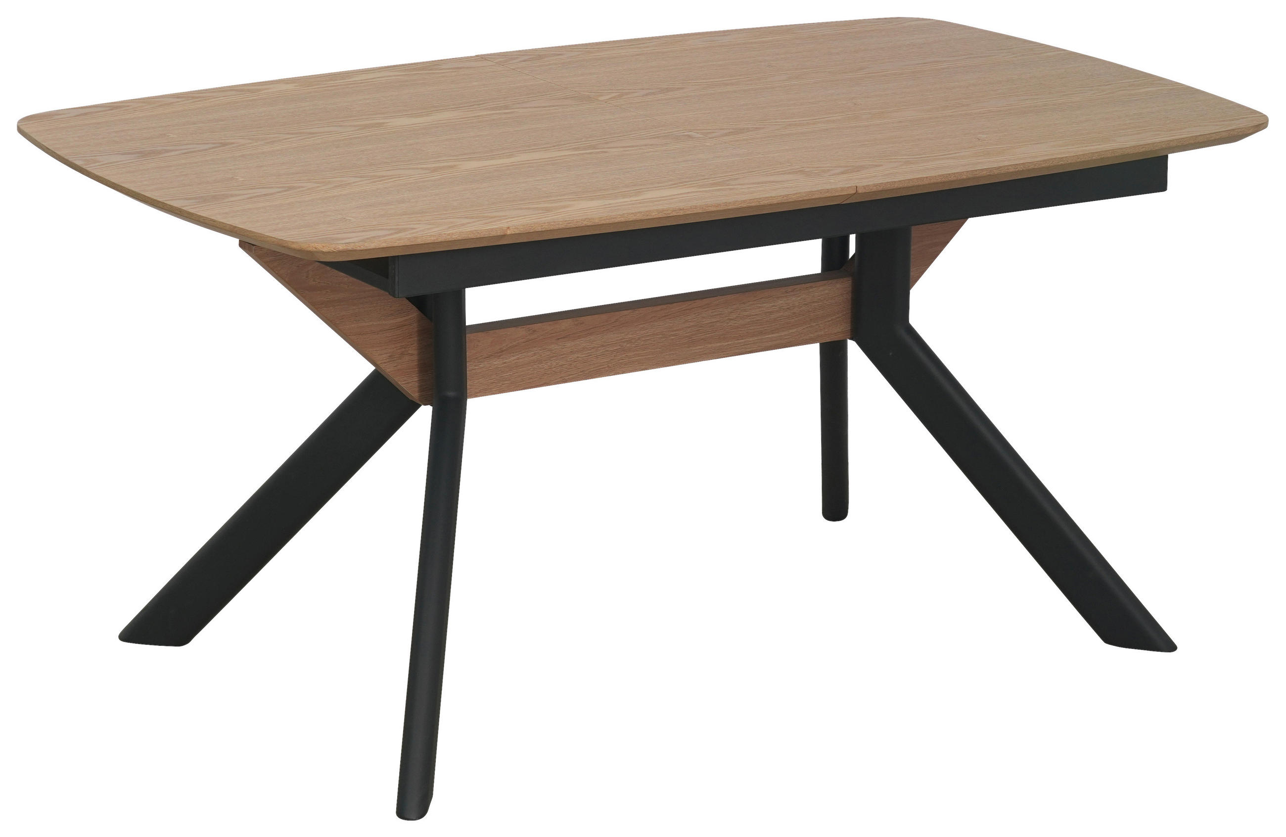 ESSTISCH 160/200/95/76 cm Nachbildung  Metall, Holzwerkstoff ausziehbar rechteckig Naturfarben, Schwarz  - Schwarz/Naturfarben, MODERN, Holzwerkstoff/Metall (160/200/95/76cm) - Livetastic
