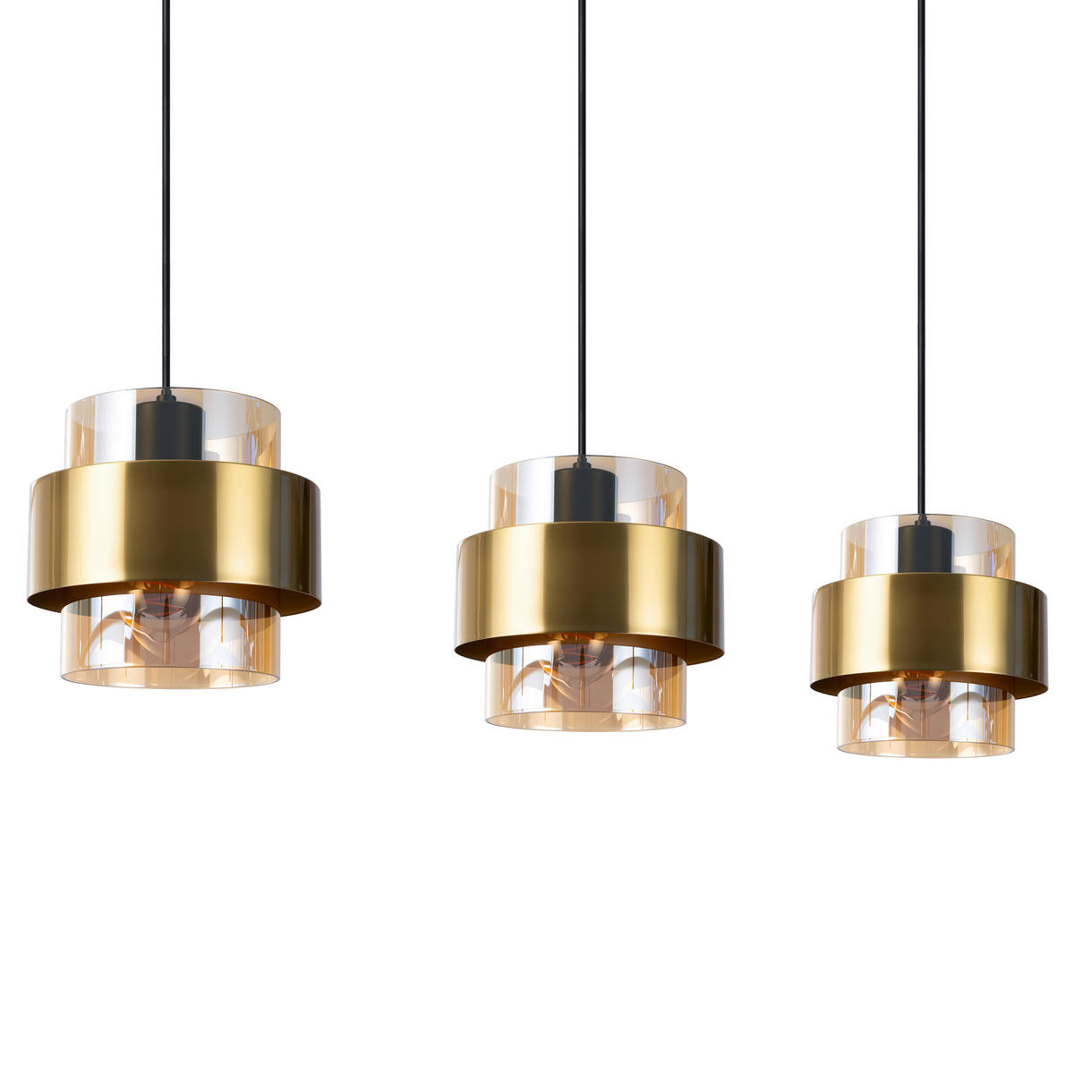 HÄNGLAMPA 73/18/120 cm  - svart/guldfärgad, Design, metall/glas (73/18/120cm) - Dieter Knoll