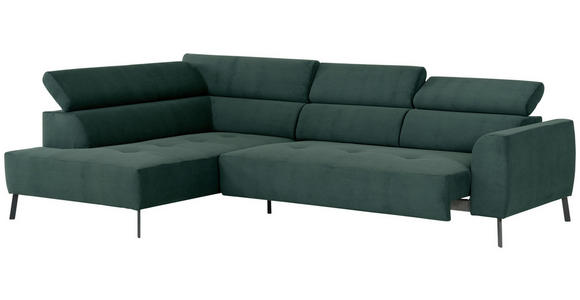 ECKSOFA Waldgrün Feincord - Waldgrün/Schwarz, Design, Textil/Metall (205/280cm) - Xora