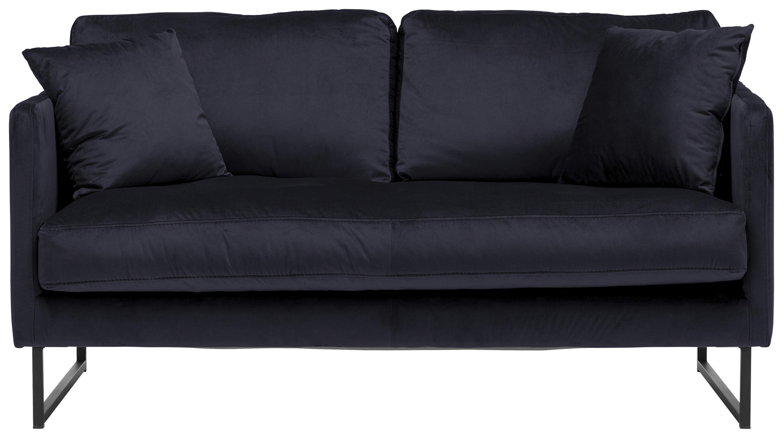 2-SITZER-SOFA in Samt Schwarz  - Schwarz, Design, Textil/Metall (150/78/84cm) - Carryhome