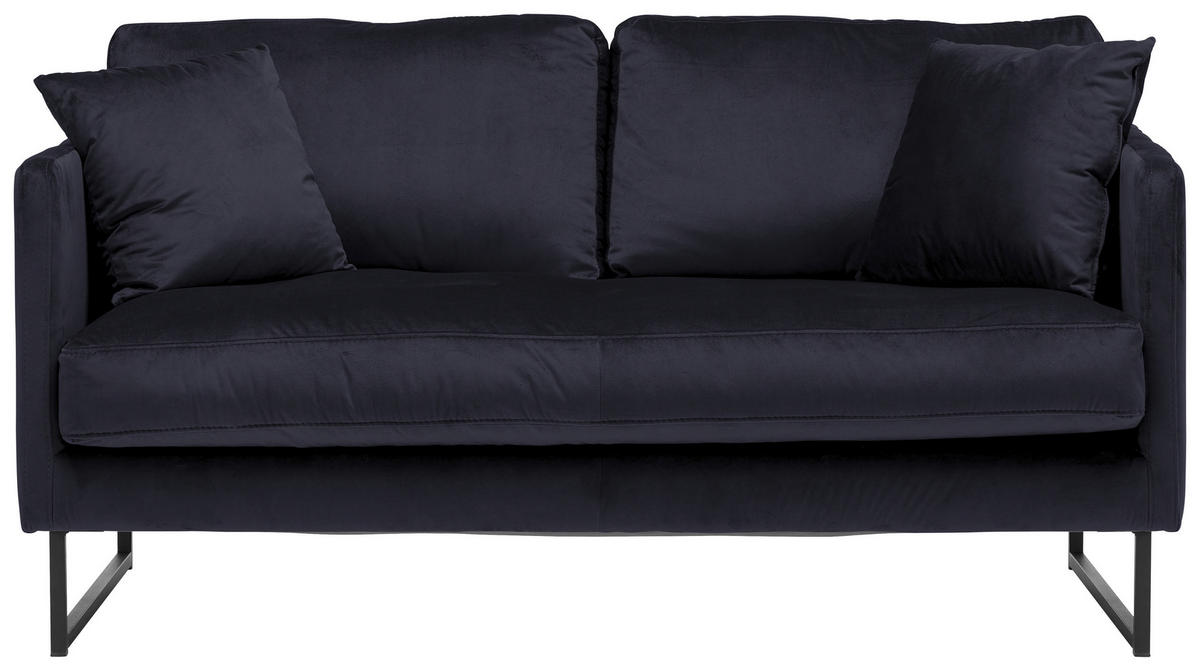 2-SITZER-SOFA in Samt Schwarz  - Schwarz, Design, Textil/Metall (150/78/84cm) - Carryhome