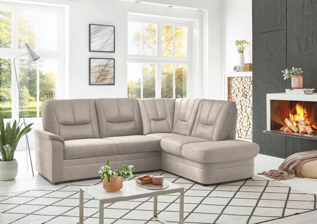 ECKSOFA  in Chenille Beige  235/185 cm  - Beige/Schwarz, KONVENTIONELL, Kunststoff/Textil (235/185cm) - Beldomo Comfort