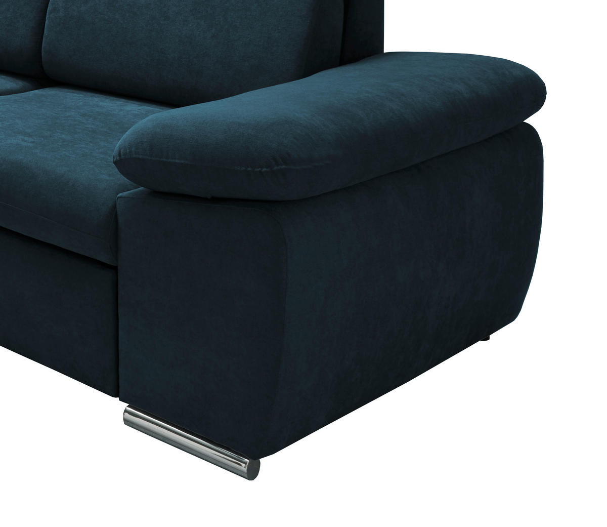 ECKSOFA in Mikrofaser Dunkelblau  - Chromfarben/Dunkelblau, Design, Textil/Metall (228/283cm) - Livetastic