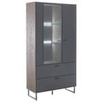 VITRINE  in furniert Eiche Schwarz, Eichefarben - Eichefarben/Anthrazit, Design, Glas/Holz (98/185/37cm) - Novel