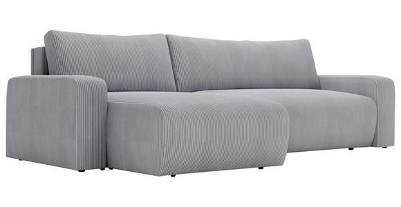 ECKSOFA in Cord Grau - Schwarz/Grau, MODERN, Kunststoff/Textil (150/245cm) - Carryhome