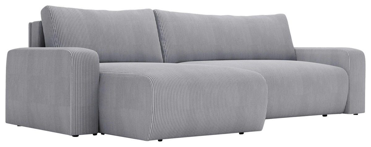 CANAPÉ D'ANGLE in Cord Grau  - Schwarz/Grau, Modern, Kunststoff/Textil (150/245cm) - Carryhome