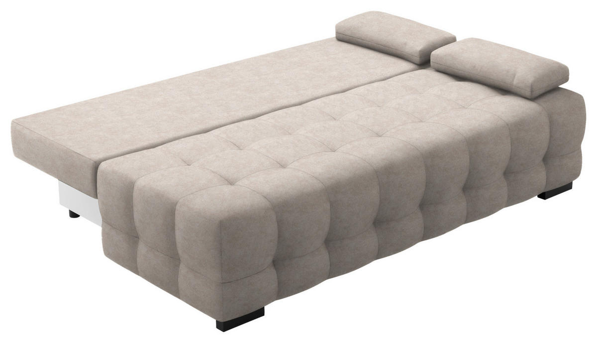 SCHLAFSOFA in Velours Beige  - Beige/Schwarz, KONVENTIONELL, Kunststoff/Textil (209/96/100cm) - Stylife