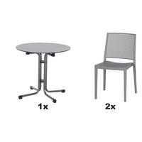 GARTENGARNITUR 3-teilig  - Grau, Basics, Holzwerkstoff/Kunststoff (80/80/80cm) - Siena Garden