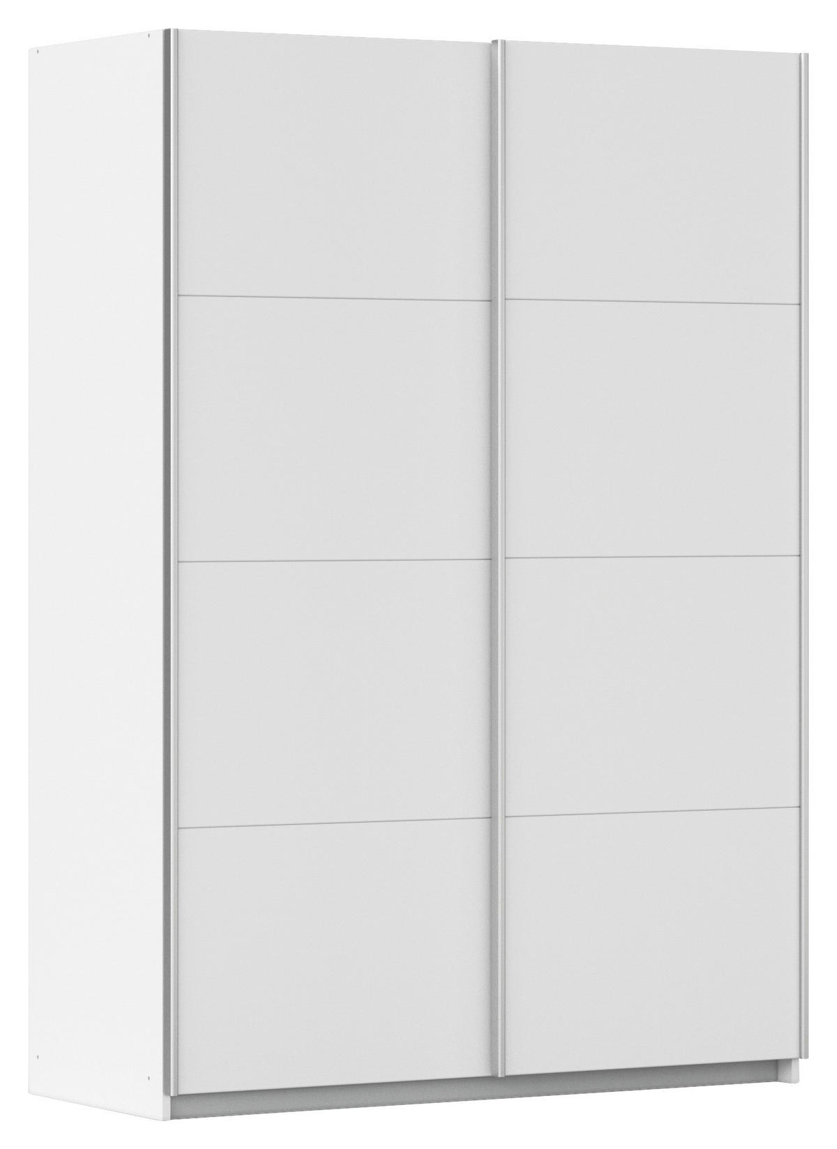 SCHWEBETÜRENSCHRANK Weiss  - Weiss/Alufarben, Modern, Holzwerkstoff/Metall (136/197/61cm) - Rauch Möbel