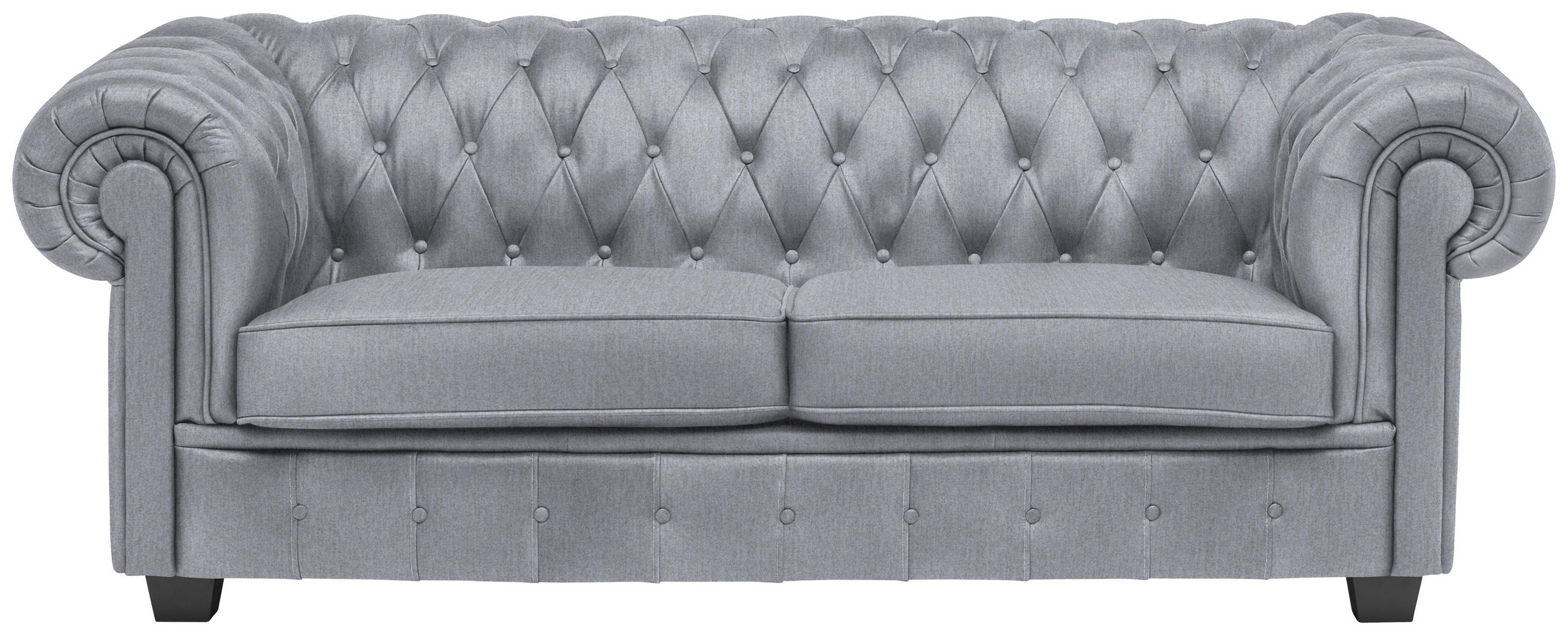 CHESTERFIELD-SOFA in Webstoff Hellgrau  - Wengefarben/Hellgrau, LIFESTYLE, Holz/Textil (206/76,5/96cm) - Landscape