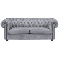 CHESTERFIELD-SOFA in Webstoff Hellgrau  - Wengefarben/Hellgrau, LIFESTYLE, Holz/Textil (206/76,5/96cm) - Landscape