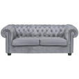 CHESTERFIELD-SOFA Webstoff Hellgrau  - Wengefarben/Hellgrau, LIFESTYLE, Holz/Textil (206/76,5/96cm) - Landscape