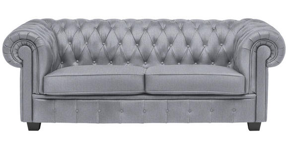 CHESTERFIELD-SOFA Webstoff Hellgrau  - Wengefarben/Hellgrau, LIFESTYLE, Holz/Textil (206/76,5/96cm) - Landscape