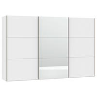 SCHWEBETÜRENSCHRANK  in Weiß  - Edelstahlfarben/Weiß, Design, Glas/Holzwerkstoff (303/195/65cm) - Boxxx