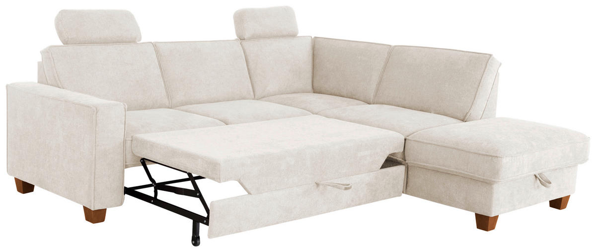 ECKSOFA in Flachgewebe Creme  - Eichefarben/Creme, Konventionell, Holz/Textil (236/213cm) - Sit & More