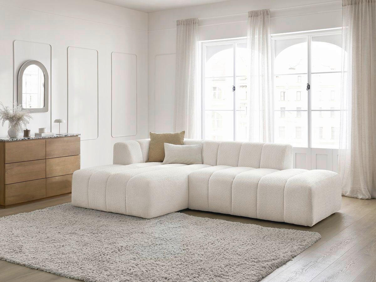 ECKSOFA  ANNECY Weiß Bouclé  - Schwarz/Weiß, MODERN, Kunststoff/Textil (170/262cm)