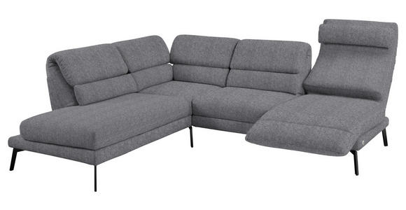ECKSOFA in Flachgewebe Grau 212-253/256-363 cm - Schwarz/Grau, Design, Textil/Metall (212-253/256-363cm) - Dieter Knoll