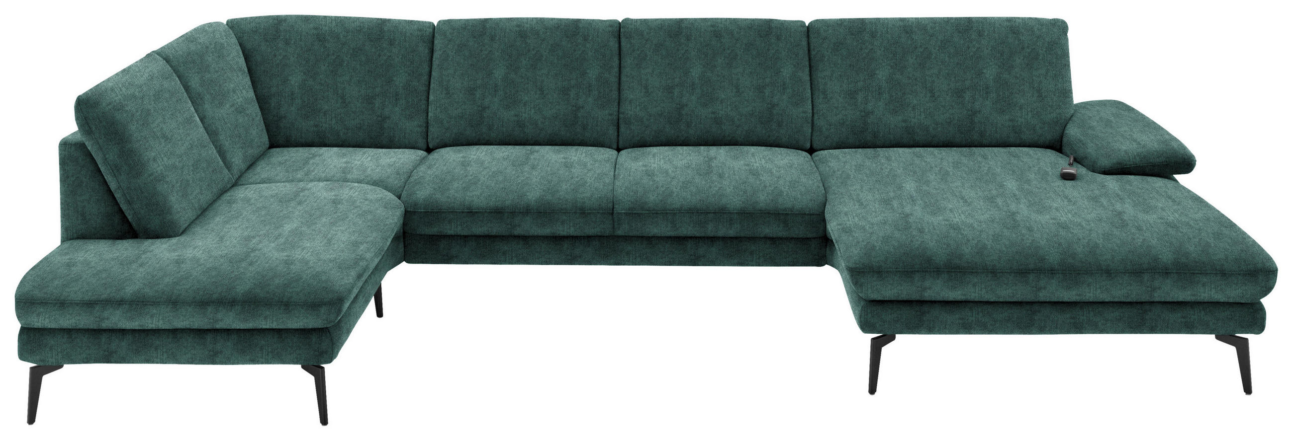 WOHNLANDSCHAFT in Velours Blau, Grün  - Blau/Schwarz, Design, Textil/Metall (208/344/180cm) - Dieter Knoll