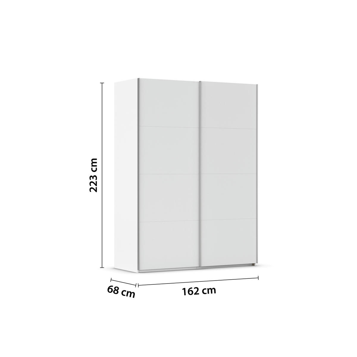 SCHWEBETÜRENSCHRANK 162/223/68 cm 2-türig Weiß  - Alufarben/Weiß, Basics, Holzwerkstoff/Metall (162/223/68cm) - Novel