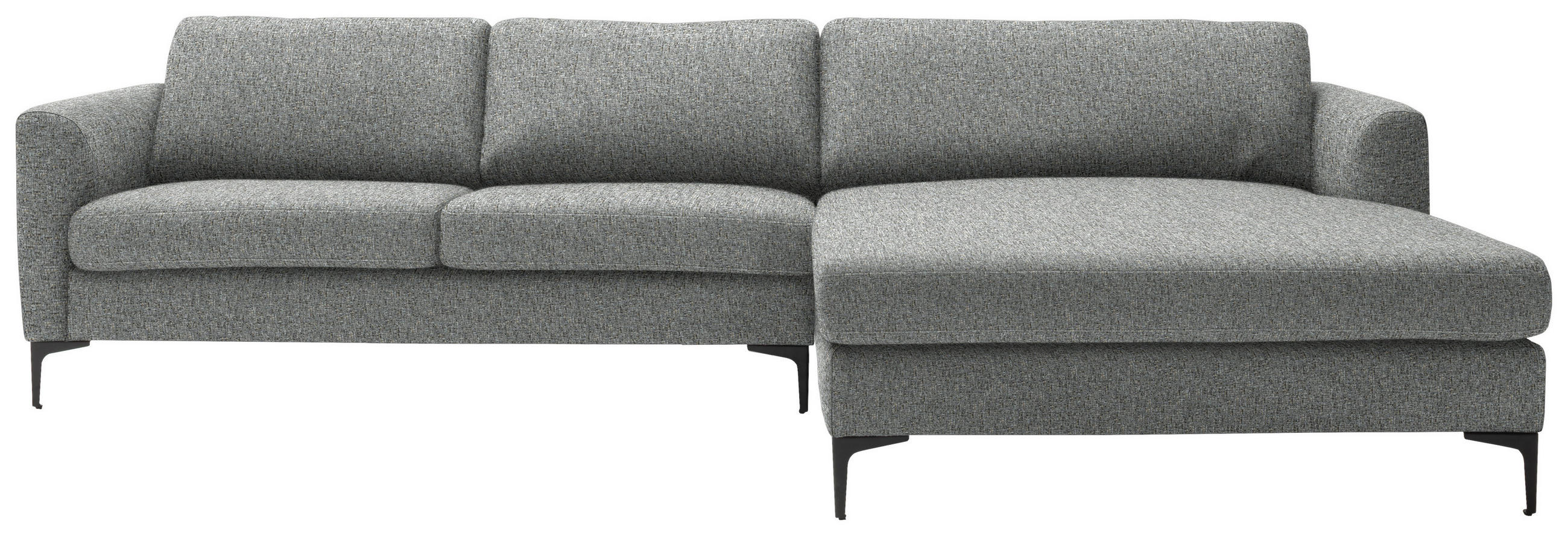 ECKSOFA in Flachgewebe Grau  310/195 cm  - Schwarz/Grau, Design, Textil/Metall (310/195cm) - Schöner Wohnen