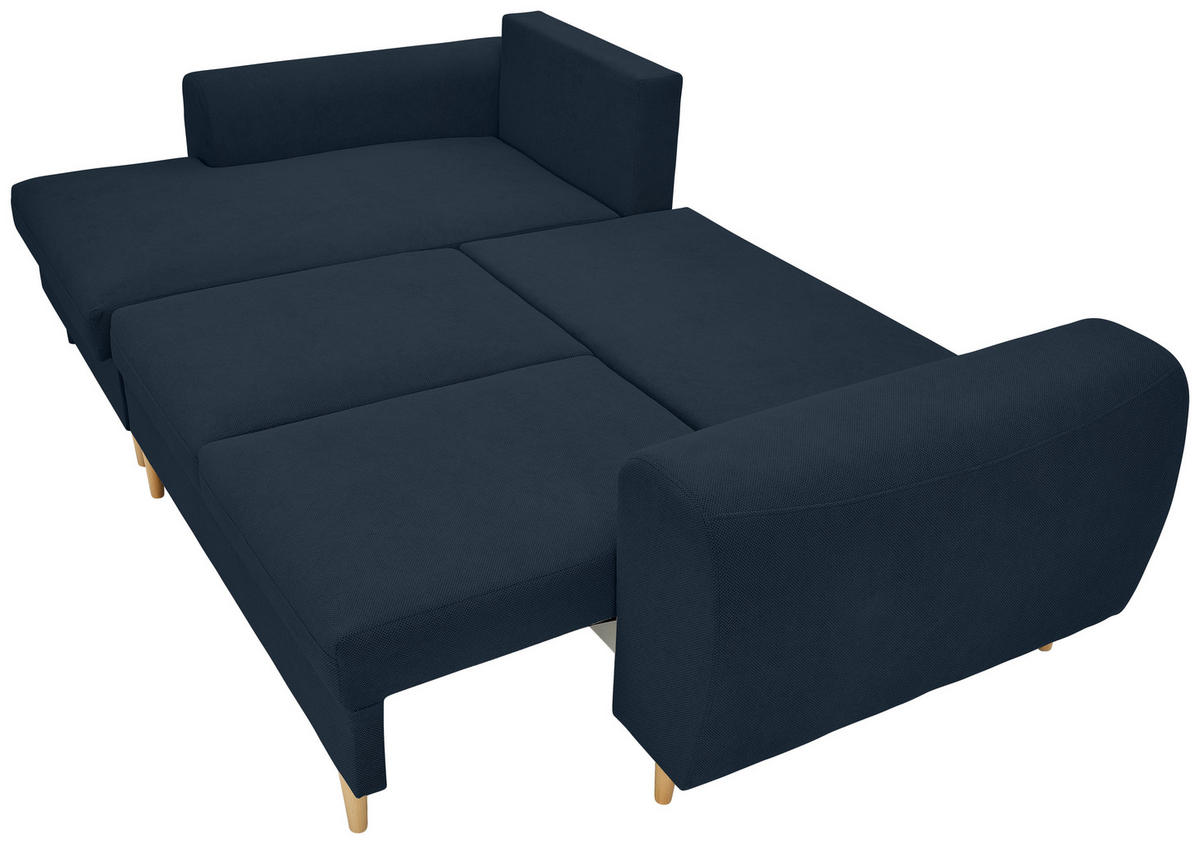 ECKSOFA in Webstoff Dunkelblau  145/250 cm  - Naturfarben/Dunkelblau, KONVENTIONELL, Holz/Textil (145/250cm) - Carryhome