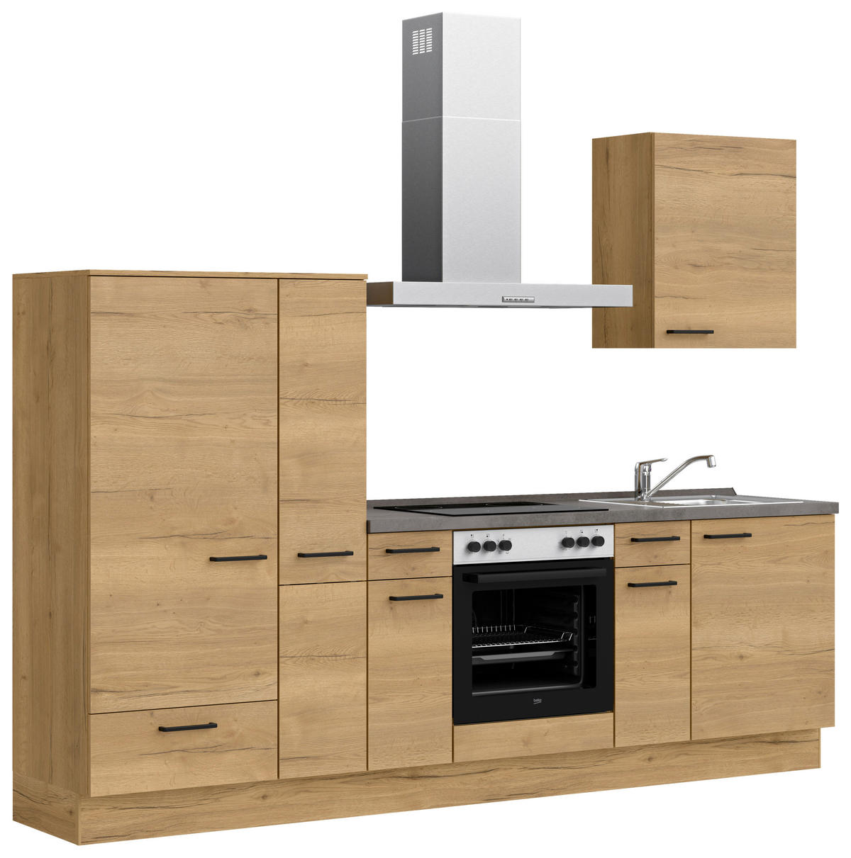 KÜCHENBLOCK 270 cm   in Eichefarben, Schieferfarben  - Schieferfarben/Eichefarben, MODERN, Holzwerkstoff/Metall (270cm) - Nobilia