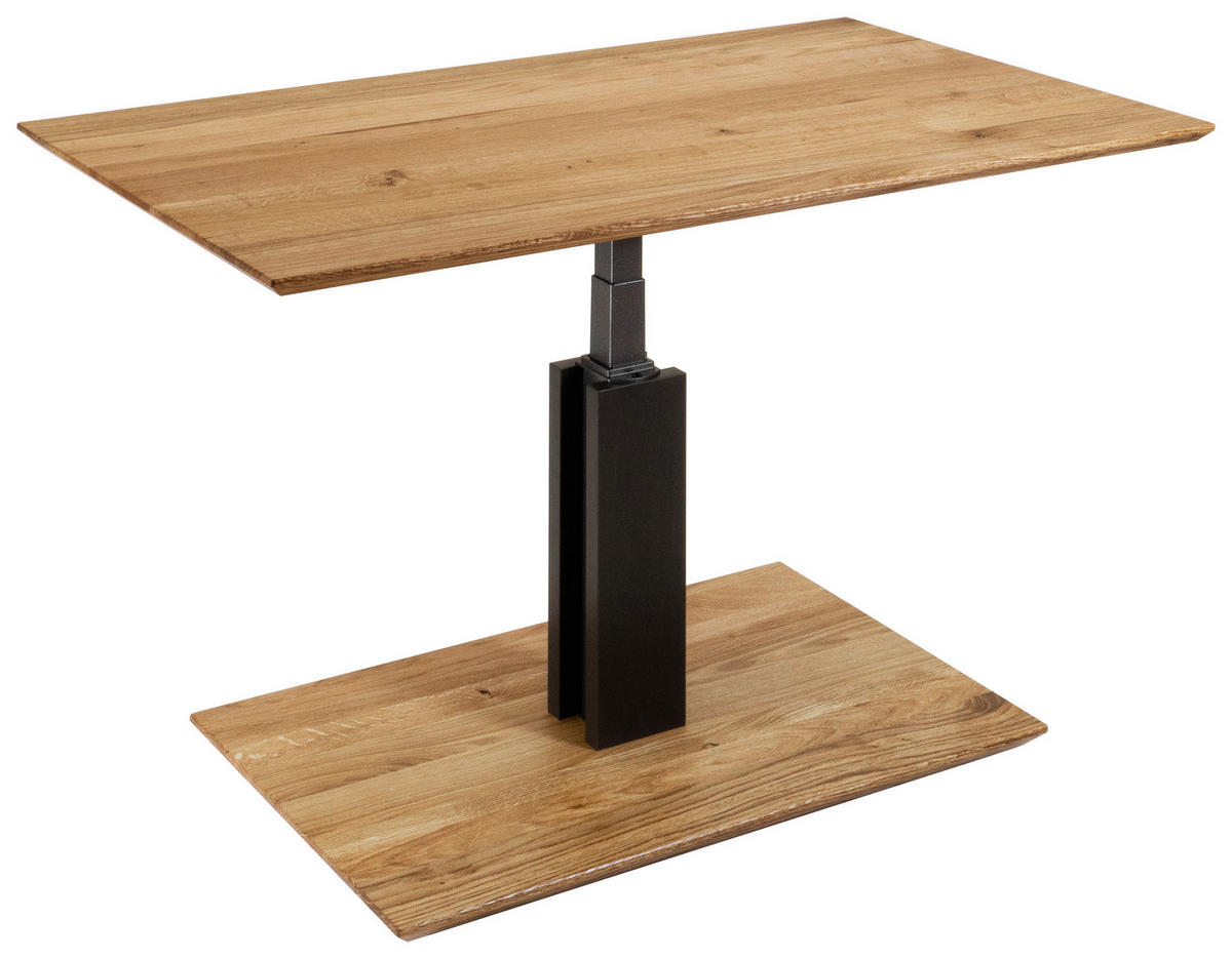 COUCHTISCH Wildeiche teilmassiv 100/60/47-65 cm rechteckig Anthrazit, Eichefarben  - Eichefarben/Anthrazit, Natur, Holz/Holzwerkstoff (100/60/47-65cm) - Venda