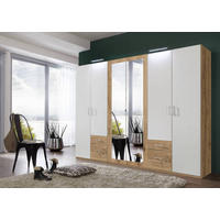 RUHÁSSZEKRÉNY fehér, tölgyfa  - ezüst/tölgyfa, Design, műanyag/faalapú anyag (270/208/58cm) - Carryhome