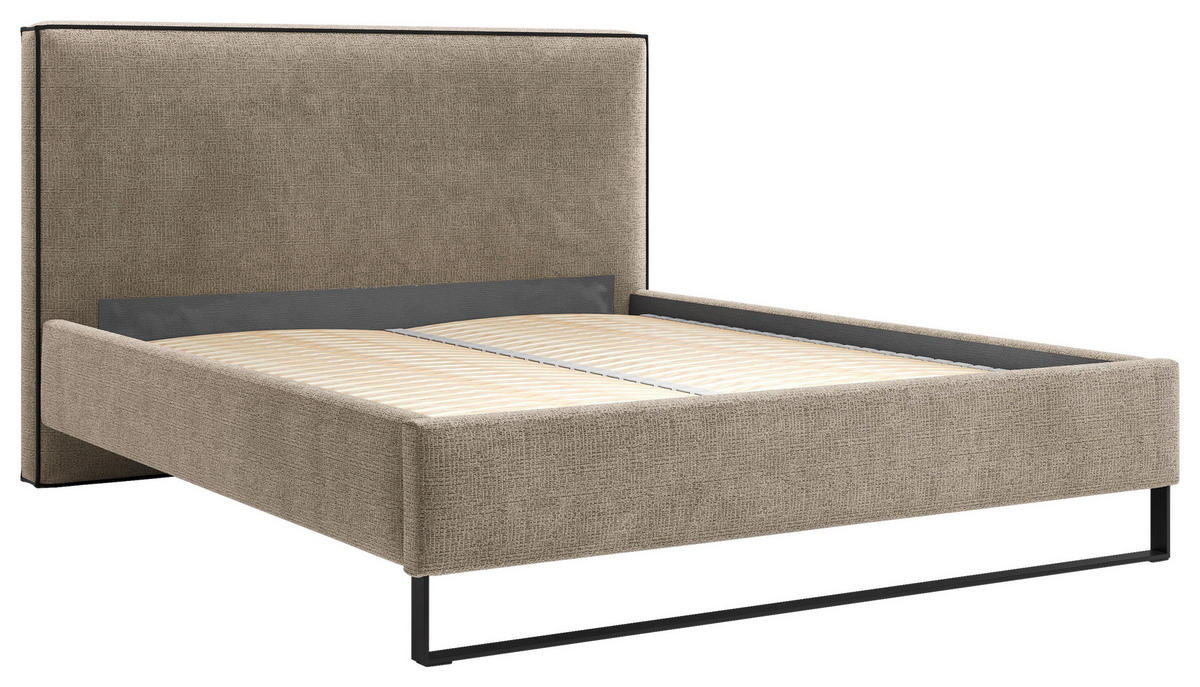 POLSTERBETT 140/200 cm,  in Braun, gepolstertes Kopfteil, Lattenrost, Bettkasten,  - Schwarz/Braun, MODERN, Holz/Holzwerkstoff (140/200cm) - MID.YOU