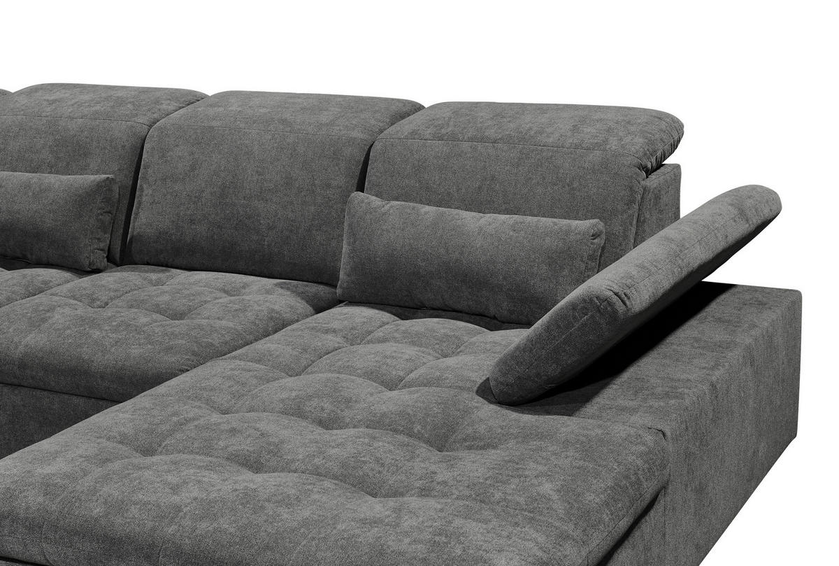 SOFFA i mikrovelour mörkgrå  - mörkgrå/silver, Klassisk, textil/plast (240/340/188cm) - MID.YOU