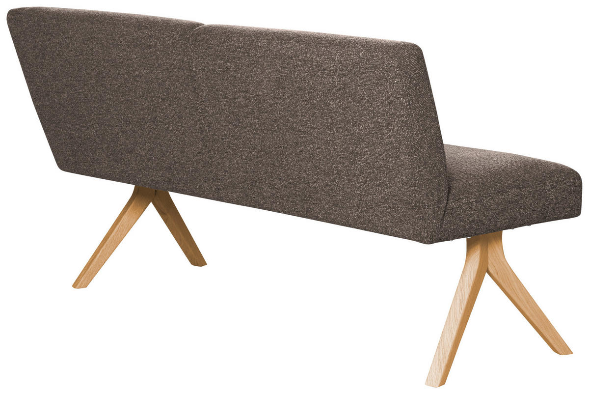 SITZBANK 160/85/69 cm Webstoff Braun Eiche vollmassiv  - Eichefarben/Braun, KONVENTIONELL, Holz/Textil (160/85/69cm) - Linea Natura