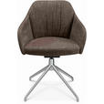 ARMLEHNSTUHL  in Aluminium Velours  - Alufarben/Braun, Design, Textil/Metall (58/81,5-84,5/60cm) - Johann Jakob