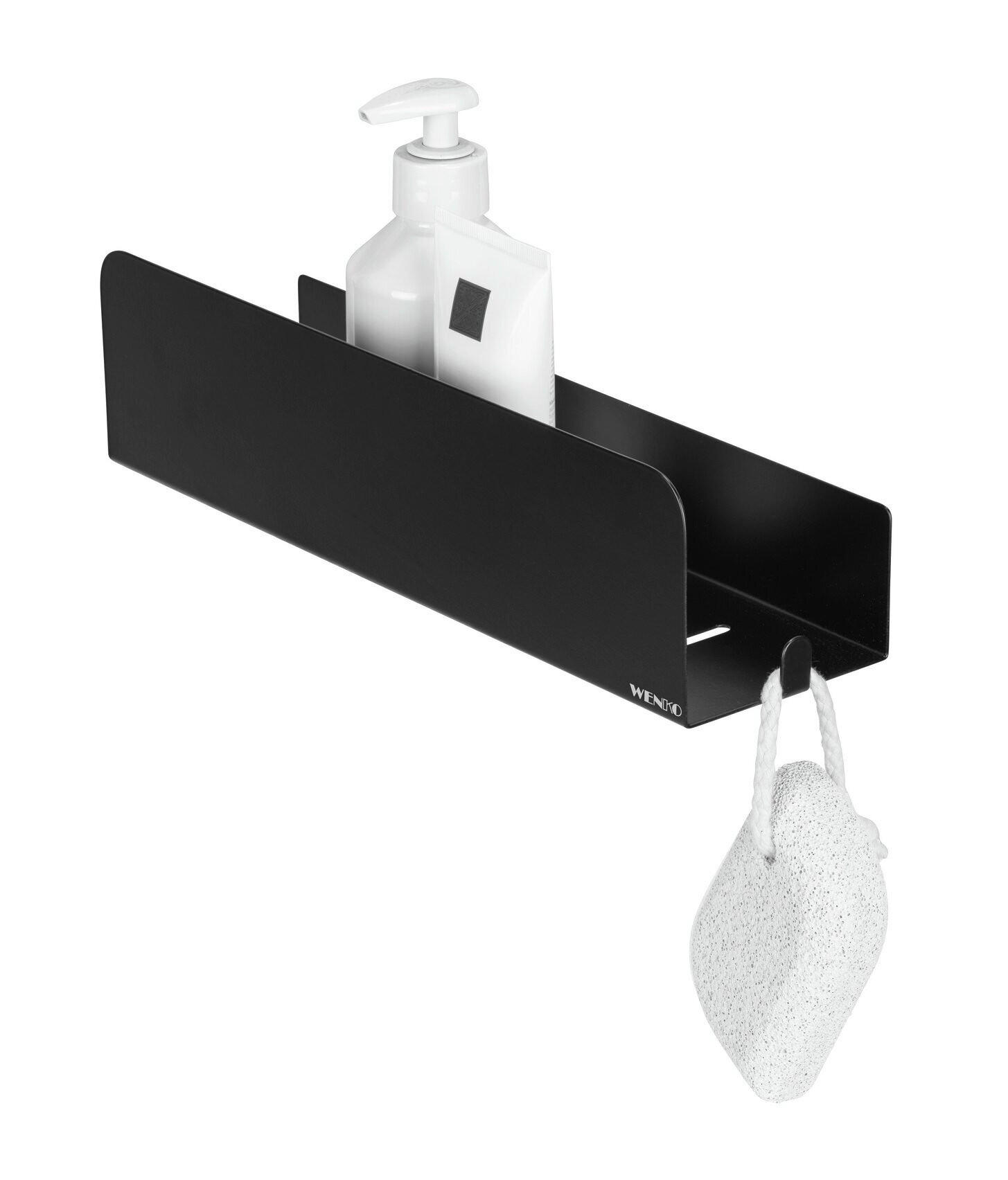 DUSCHABLAGE - Schwarz, MODERN, Metall (30/8/8,5cm) - Wenko