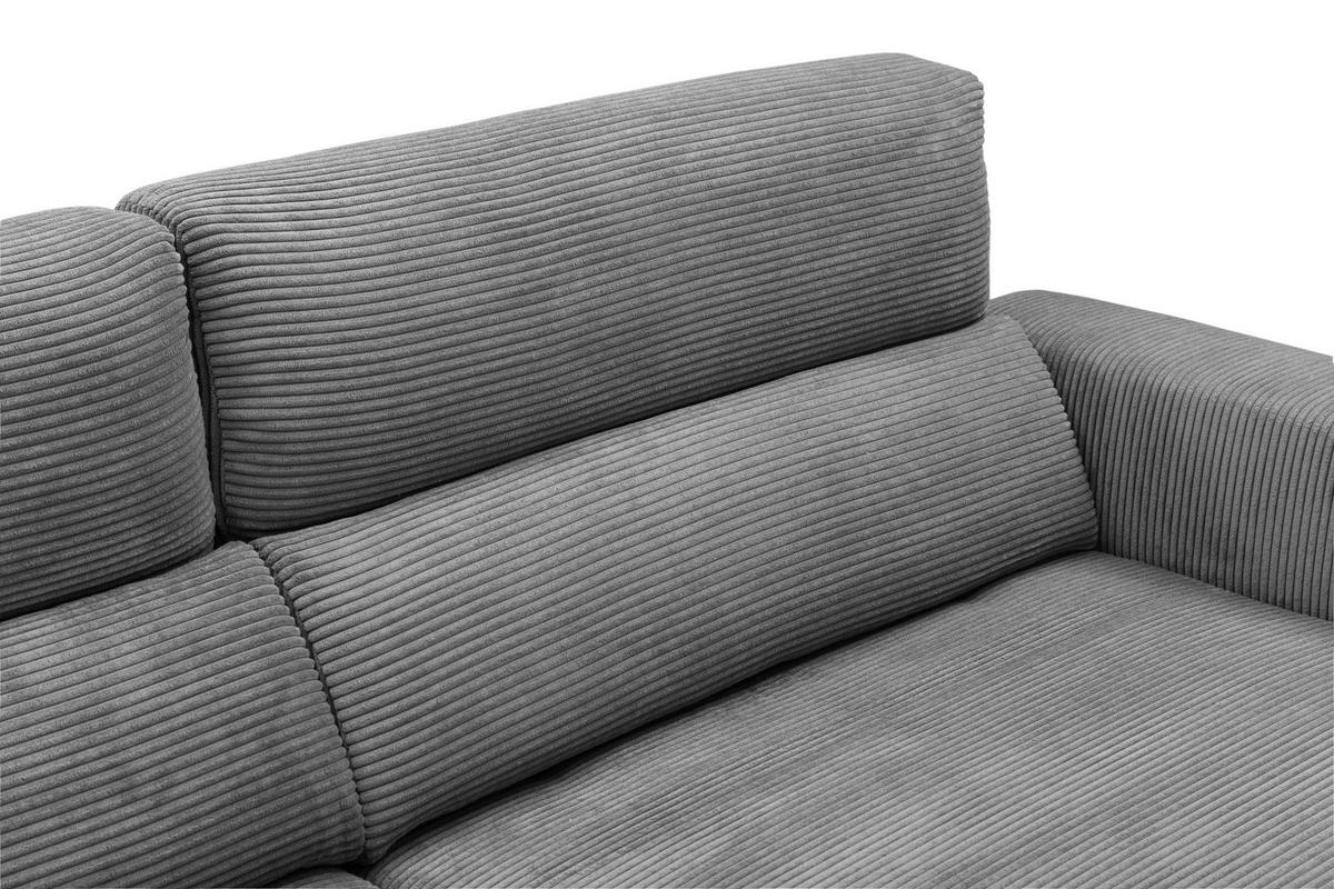 ECKSOFA Hellgrau Cord  - Silberfarben/Hellgrau, KONVENTIONELL, Textil/Metall (258/170cm) - Livetastic