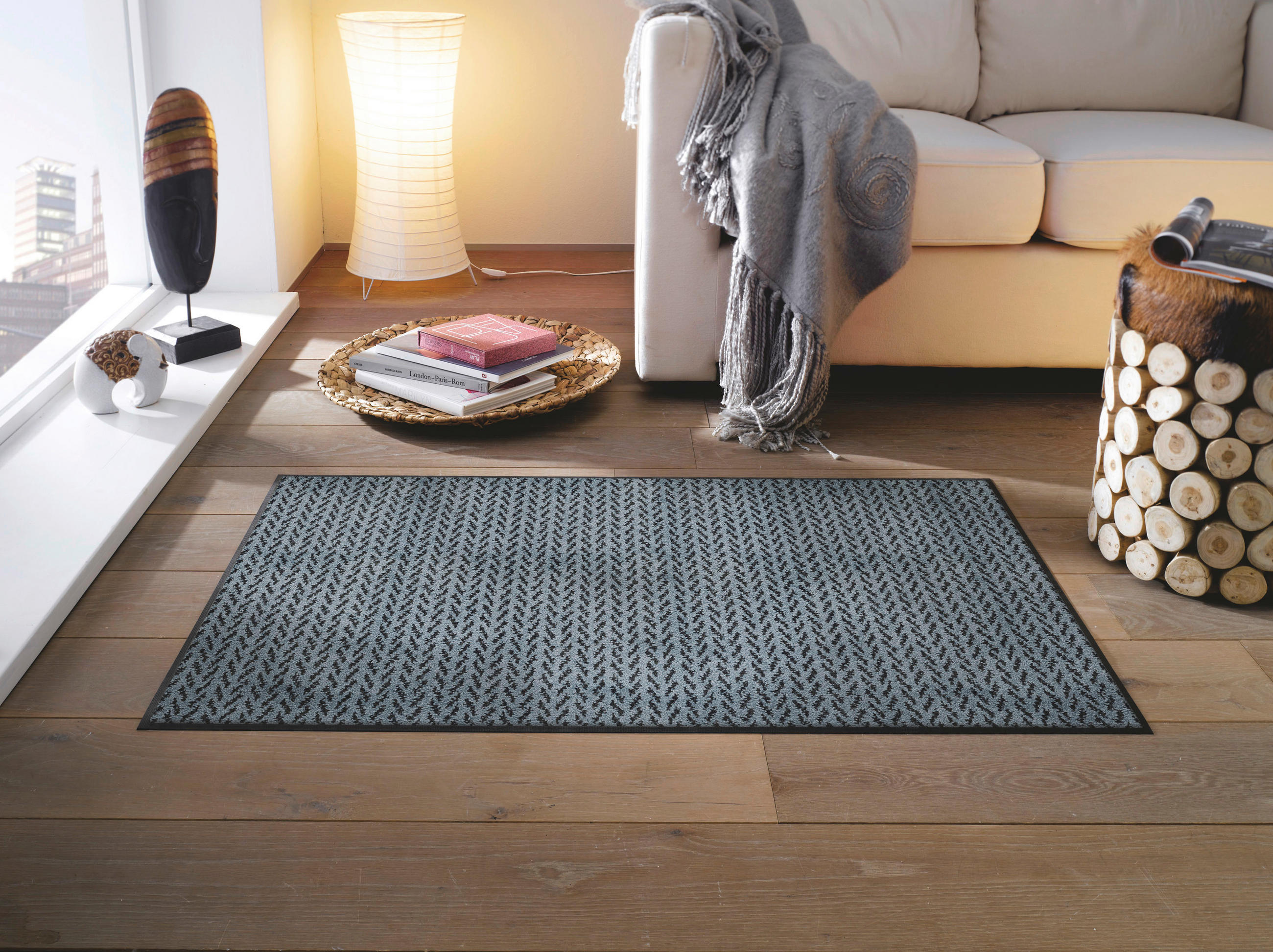 DVEŘNÍ ROHOŽKA, 75/120 cm, antracitová, modrošedá - antracitová/modrošedá, Konvenční, textil/plast (75/120cm) - Esposa
